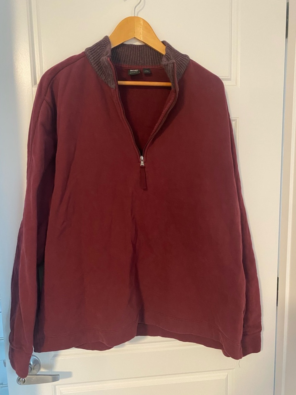 Boss Burgundy Men’s XXXL Pullover Grandpa Style 1/4 Zip Burgundy